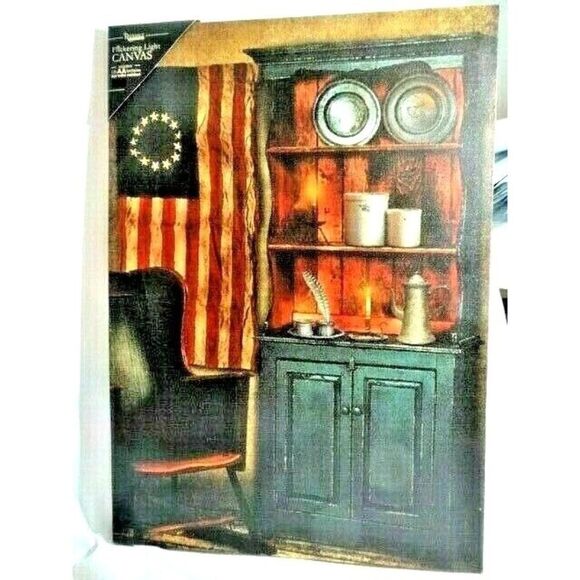 Radiance Betsy Ross USA Flag Flickering Light Canvas Americana Print 20 X 14 In - Picture 1 of 5